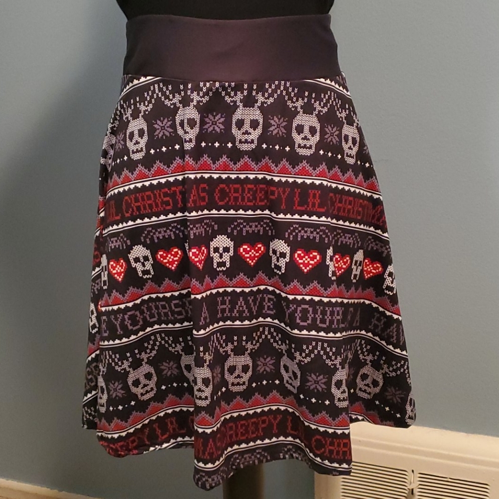 SOLD Creepy lil Christmas Sweater Skater Skirt - Picture 2 of 6